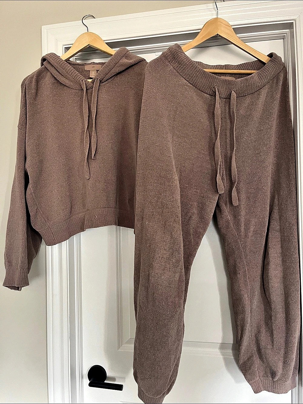 H&M Matching Knit Hoodie Jogger Set Brown Size Medium